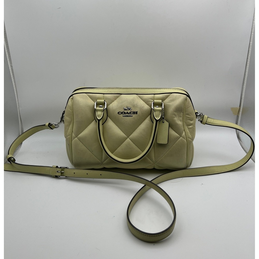 Coach Rowan Satchel Pale Lime Quilted Leather Crossbody Bag C2322